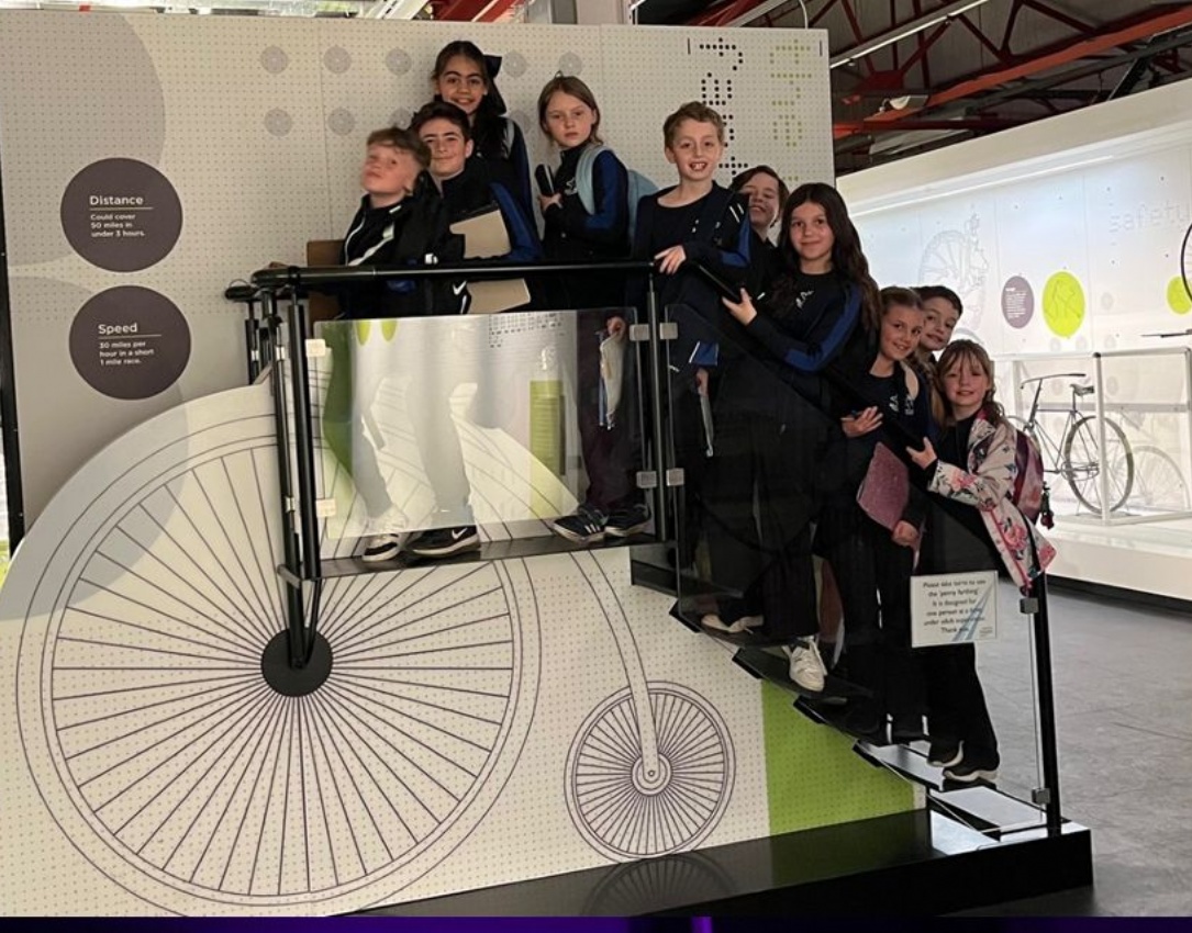 Photograph of Y5 pupils in the Coventry Transport Museum.